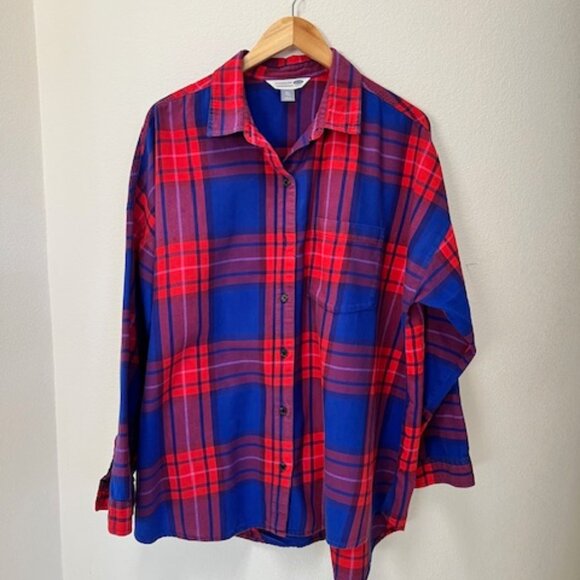 Old Navy Tops - Old Navy Flannel - The Boyfriend Shirt - Red, Blue XXL